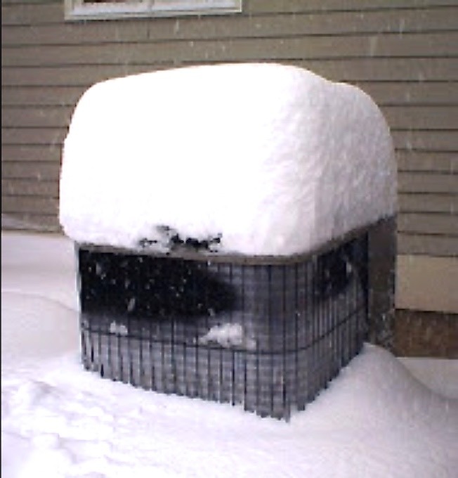 snow on top of a/c unit