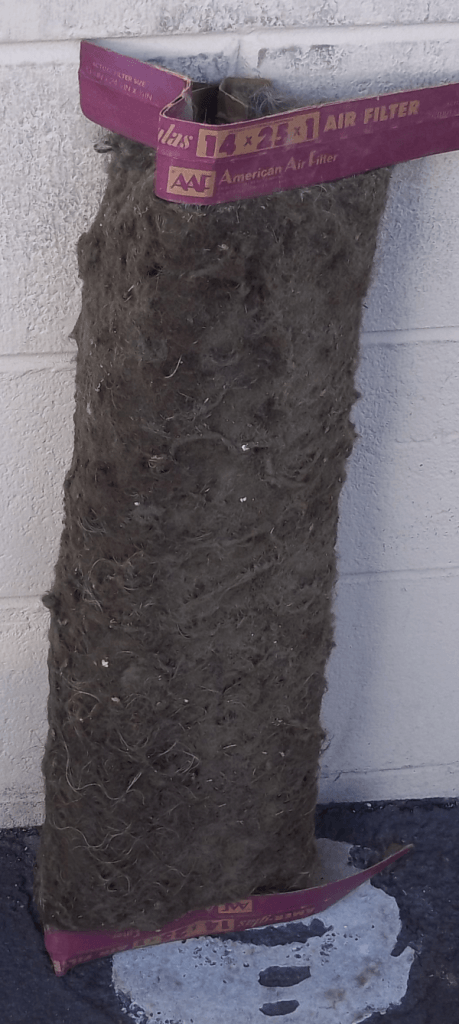 heating filter covered in dust