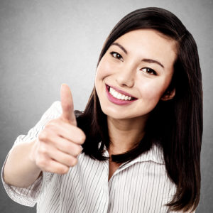 woman giving thumbs up